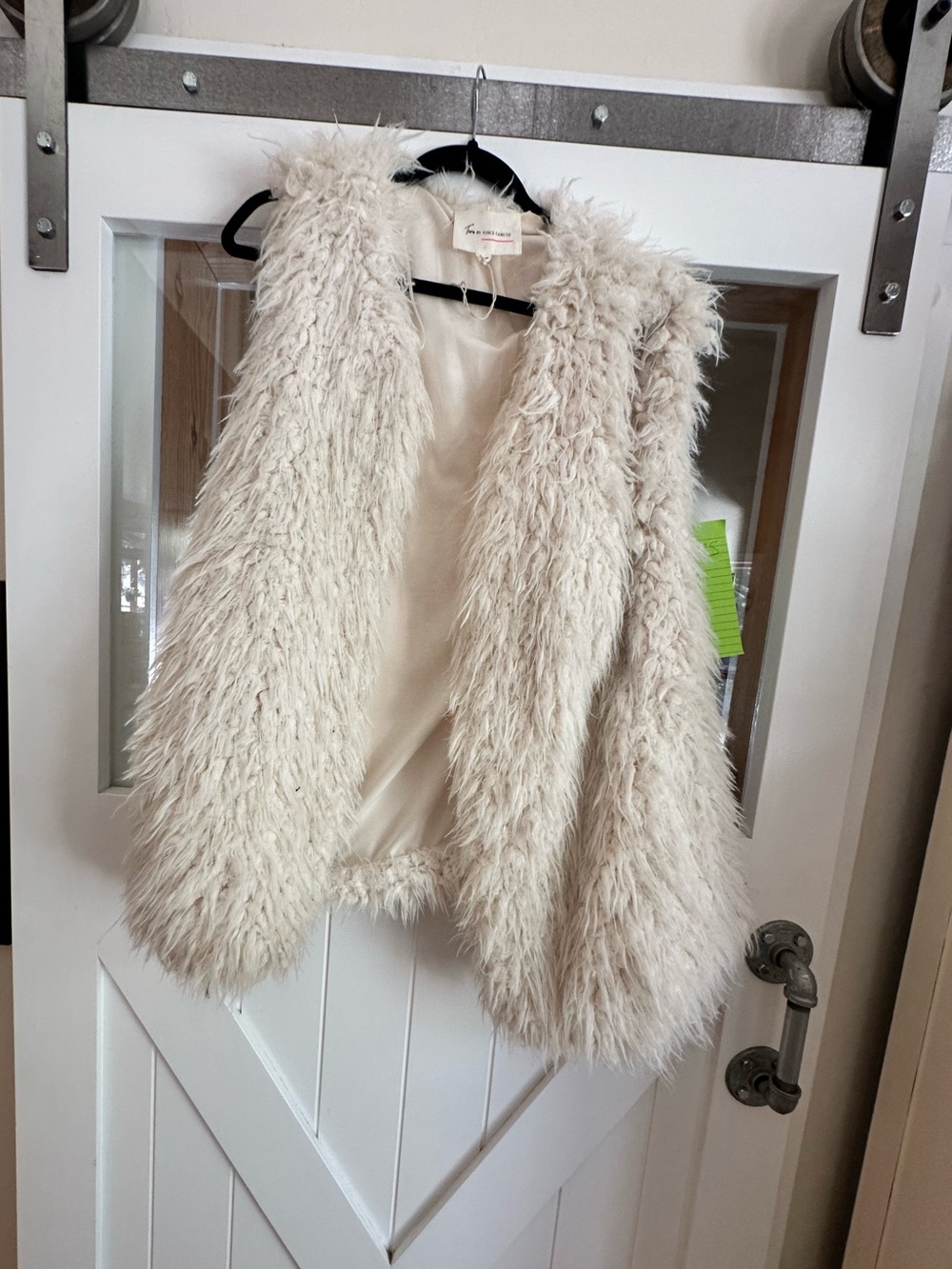 Faux Fur Vest - Cream Plush Sleeveless Coat